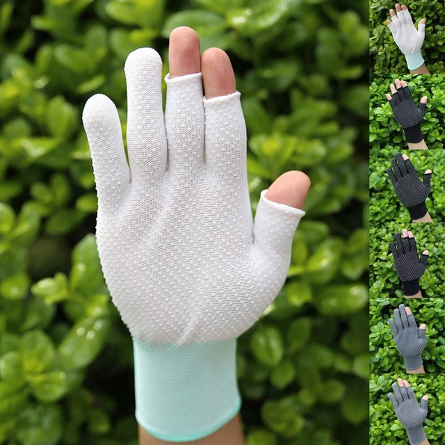 1 Pair Sports Gloves Fingerless Anti-slip Cycling Gloves Sun Protection  Polyester Open Finger Fishing Tea Picking Gloves - AliExpress