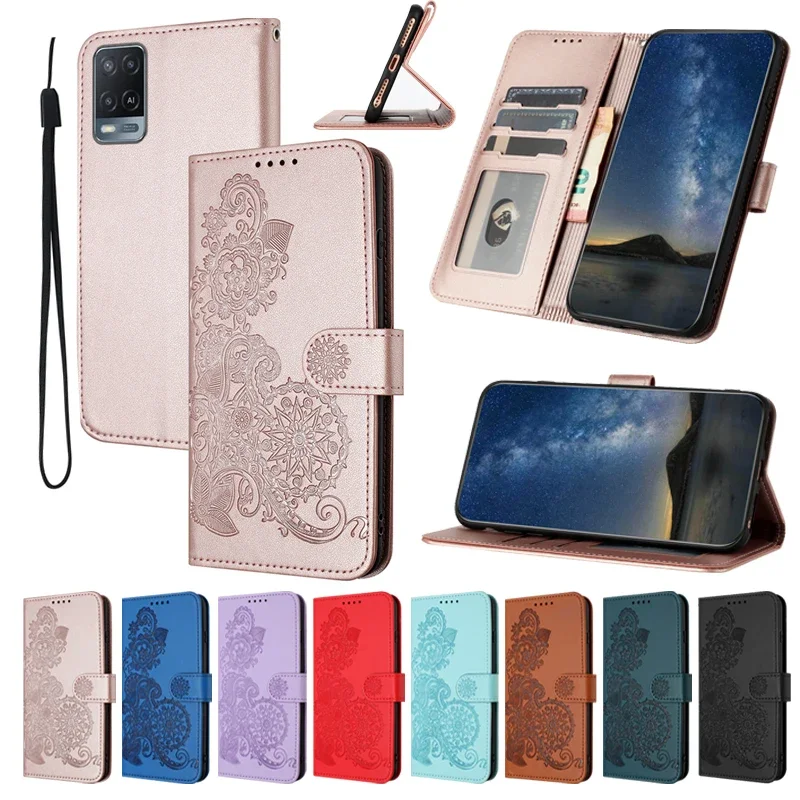 

Wallet Datura Embossed Leather Phone Cases For OPPO Realme 11 11 Pro 10 9 8 7 Pro C25 OPPO Reno 10 Narzo 30 Pro/20/A94 A92 A77