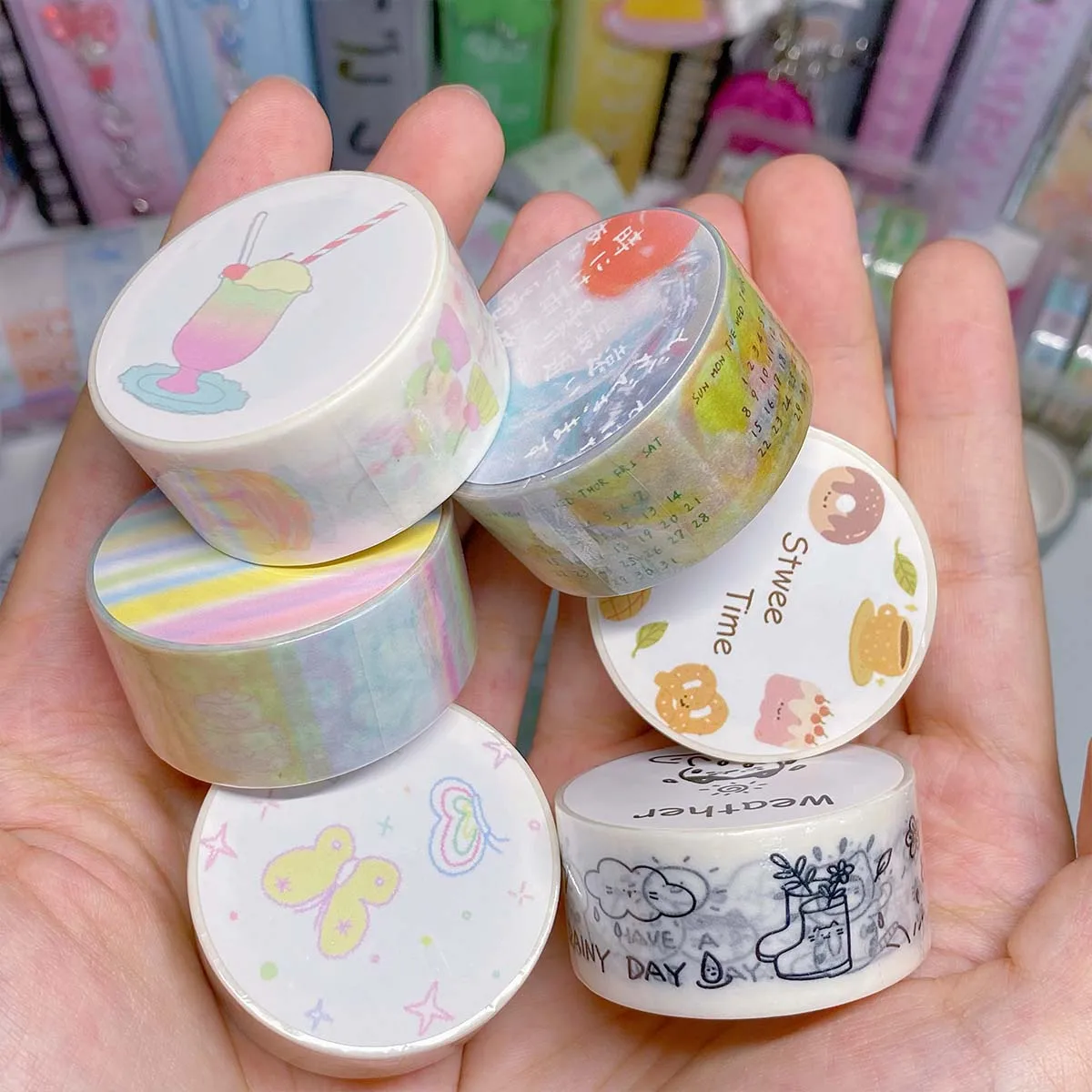 Scrapbooking Materials Washi Tape Dessert Food Deco Masking Tapes Calendar Stickers Diy Arts Crafts Album Journal Planner 4