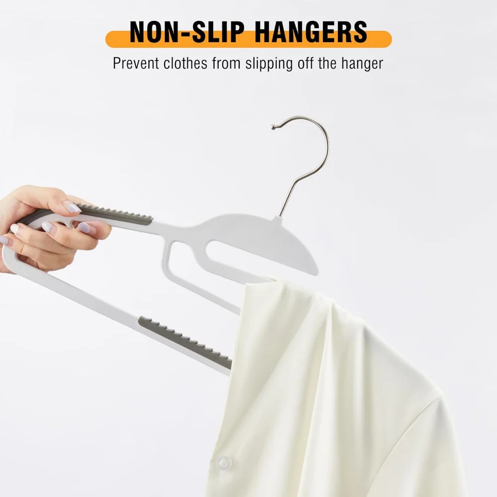 Wish & Buy - Heavy Duty Slim Clear Hangers - Ridged Non-Slip