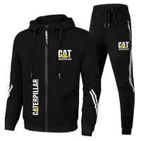 2024 casual top versatile Men's sports set hooded sweatshirt and pants with cat logo printed running fitness 2 pieces 1