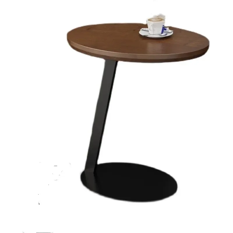 Nordic iron solid wood oval square small coffee table corner mobile bedside table living room sofa side