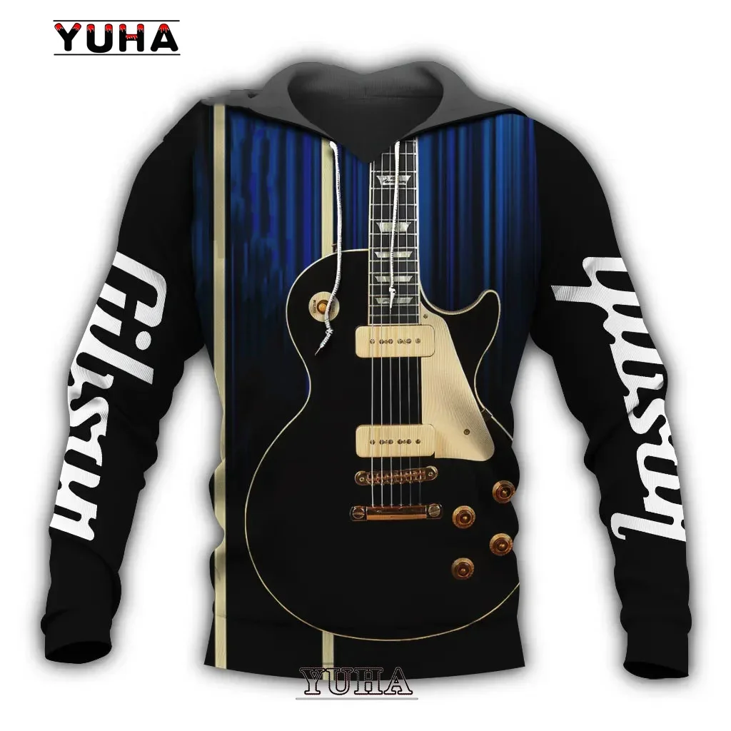 thumbnail image 1 of Sudadera con capucha con estampado de guitarra 3D para hombre, sudadera de talla europea para uso diario, sudadera con capucha musical, ropa psicodélica para mujer, mayorista, 1 of 5