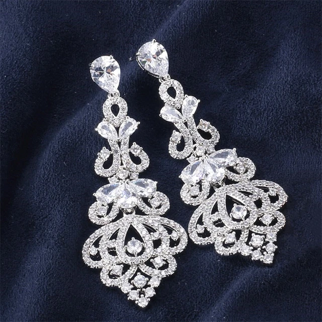 Bridal Jewelry | Silver Statement Chandelier Earrings – AMYO Bridal