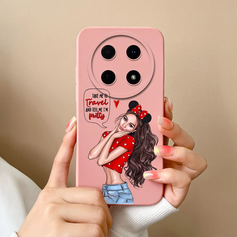 Fashion Pretty Sweet Girl Soft Liquid Silicone Phone Case - Protective Cover