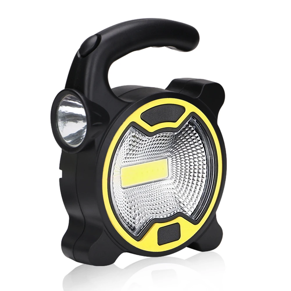 Camping Light Battery Powered Portable COB LED Work Light Handheld Lantern Flashlight Outdoor Tent (Without Battery)