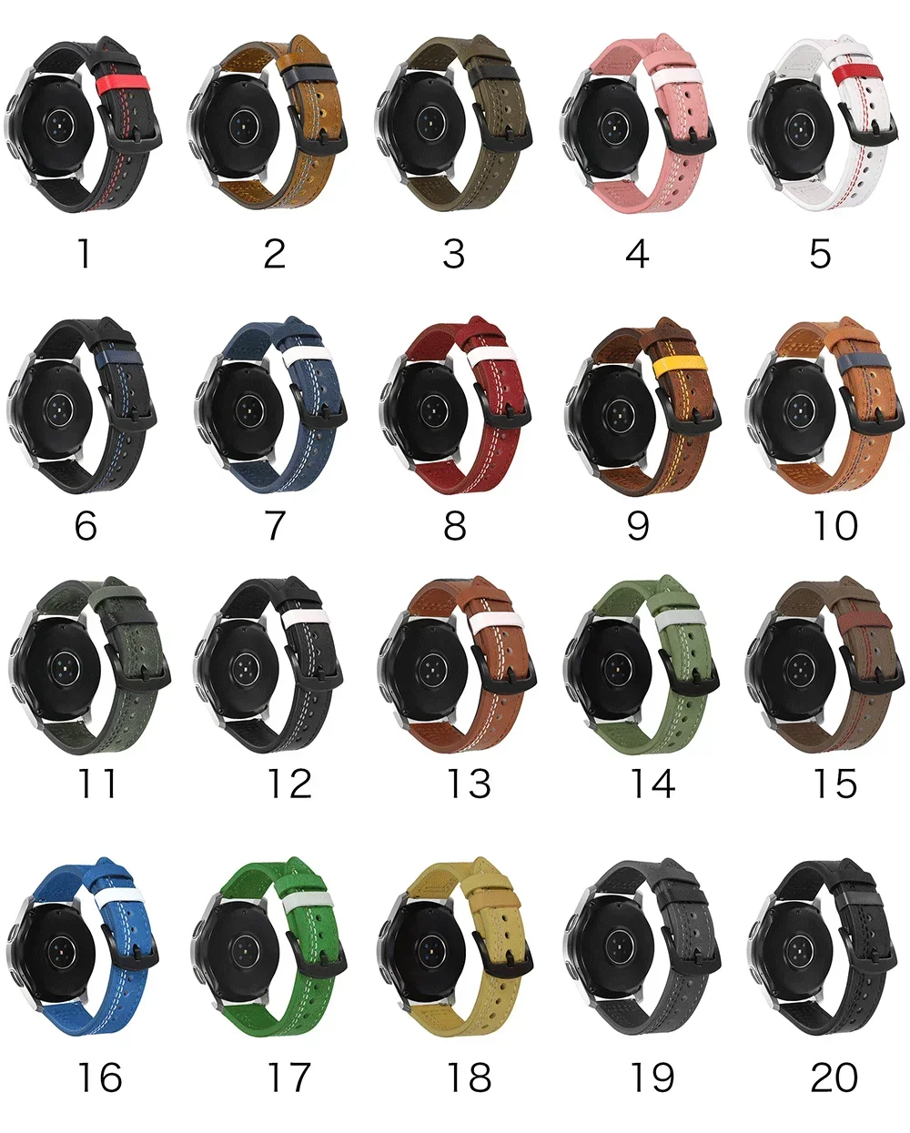Lederarmband für Samsung Galaxy Watch 6 Armband 6classic/5/pro/4/Active 2 20 mm 22 mm Armband Huawei Watch GT 2/2e/3/pro Uhrenarmbänder – Detail 1