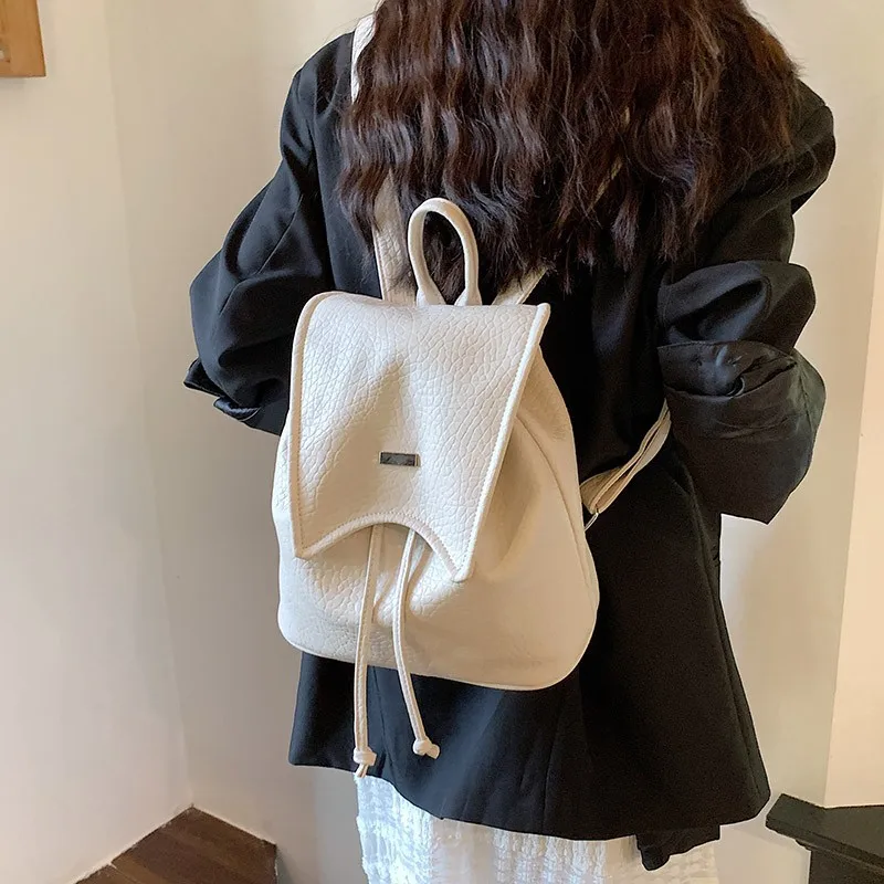 New Women Pu Leather Backpack For Teenage Girls Simple Style Lady Luxury Designer 4Colors Choose Flap Bags