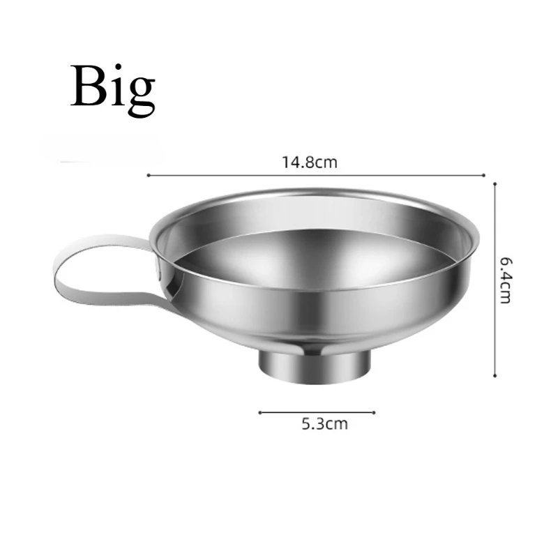 1 PC Stainless Steel Household Multifunctional Wide Mouthed Funnel Salad Dressing Large Caliber Funnel Jam Funnel Oil Leakage
