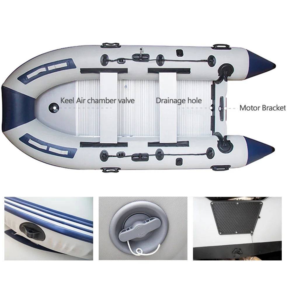 Assault Boats 5-6 Person 3.8m PVC Anti-collision Fishing Inflatable Rowing Boat Aluminum Floor Accessories