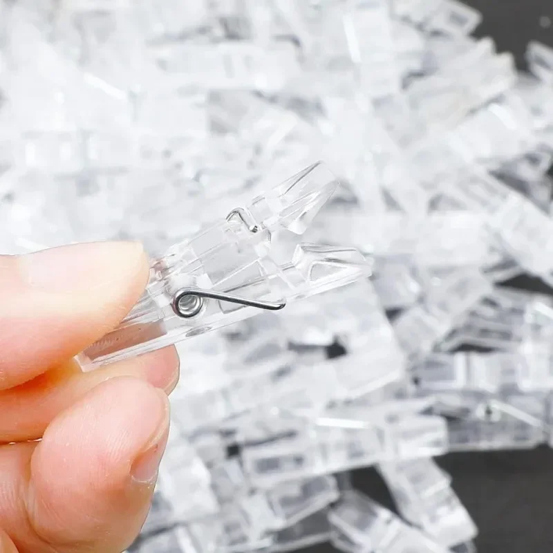 200/50PCS 미니 사진 클립 투명 봄 클립 플라스틱 수건 클램프 Clothespin DIY 장식품 사진 벽 홈 장식 용품