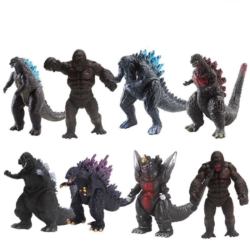 8Pcs Godzilla Vs Kong Dinosaur Toys Mobile Joint Action Figures Shin Ultima Mecha Mechagodzilla Ghidorah Cake Toppers Pack