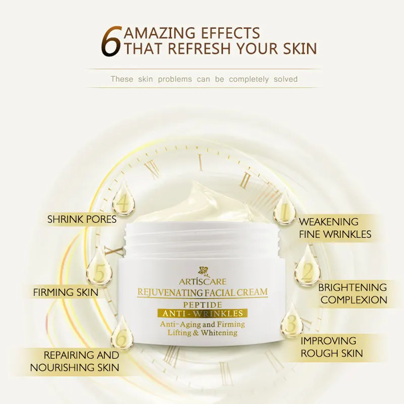 ARTISCARE Peptide Anti Wrinkle Facial Cream + Golden Eye Cream Anti-Aging Skin Care Whitening and Lifting Day