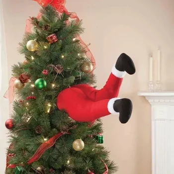 Xmas Elf Long Legs Pendants Santa Claus Elf Plush Stuffed Leg Decoration Christmas Tree Ornaments New Year Christmas Party Decor