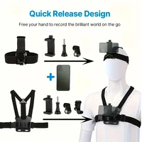 All-in-One Action Camera Accessories Kit Head Strap Chest Strap Mount Adjustable for GoPro Hero Phone Osmo SJCAM AKASO insta360 2