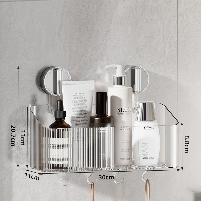 Suction Cup Bathroom Storage Basket Wall Mounted Cosmetic Storage Box Free Punch Shower Shampoo Holder Rack Bath Accessories 5
