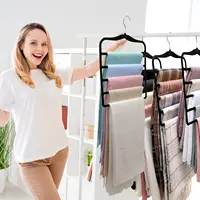 Closet Organizers and Storage,3 Pack Velvet Pants-Hangers-Space-Saving,Non Silp 5 Tier Scarf Jeans Organizer 2