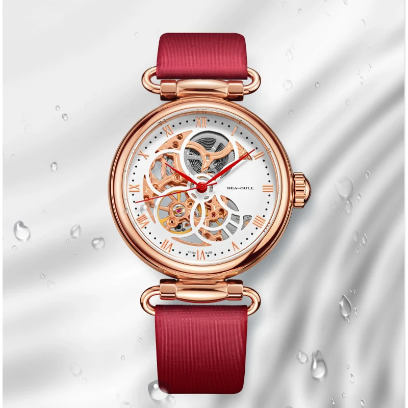 2022 Seagull Fashion Women's Watch Leather Strap Waterproof Automatic Full Hollow Mechanical For Women Watch 811.11.6002 6