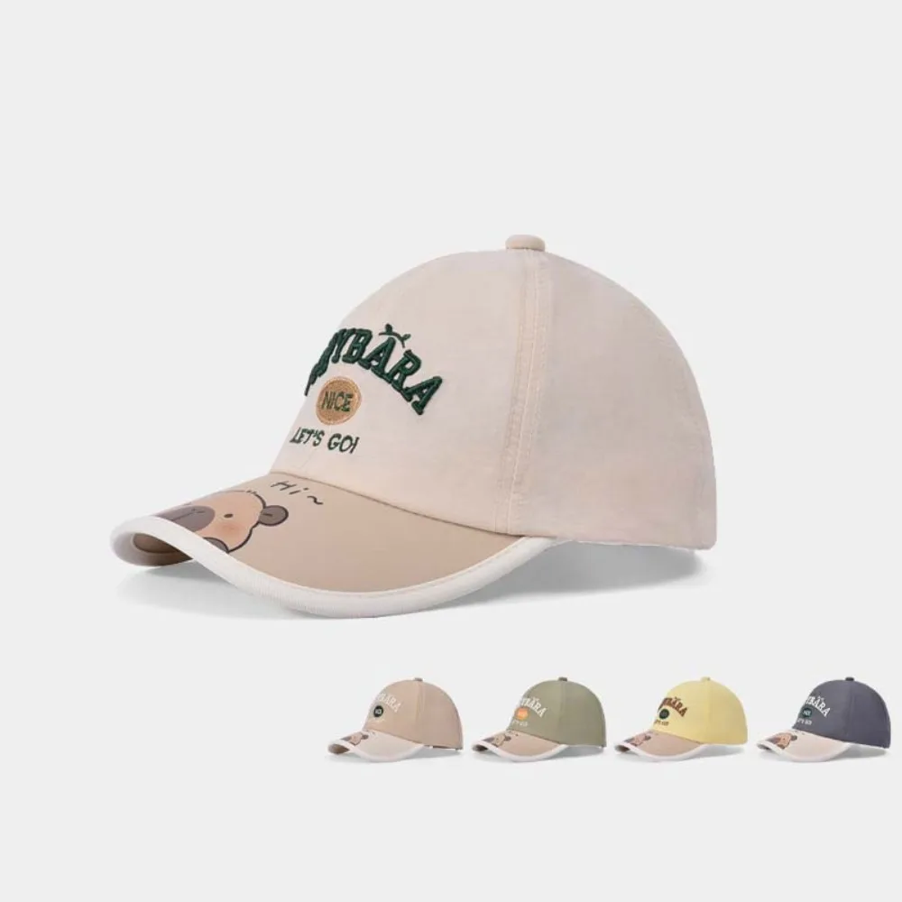 Breathable Capybara Baseball Hat Thin Cotton Children Peaked Cap Korean Style Anti-Splash Water Cartoon Sunshade Hat Versatile