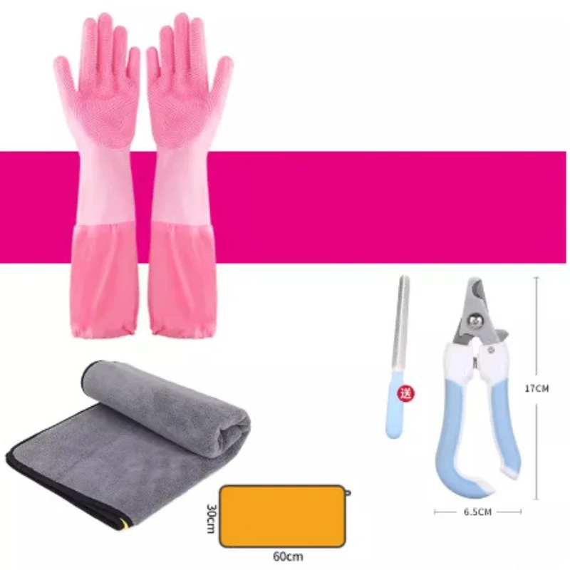 Pet Bathing Gloves 1PC Dog & Cat Grooming & Cleaning Nail Clippers Absorbent Towel Massage Brush Sticky Hair Sticker Pet Supplie