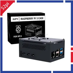 52Pi  Raspberry Pi 5 Aluminum Case with Cooling fan and Pure Copper Heatsinks