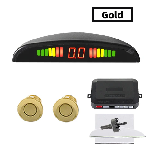 Hippcron Car Parking Sensor Kit 2 Sensors 22mm LED Screen Reverse Radar Sound Alert Indicator System 8 Colors best car alarm system Alarm Systems & Security