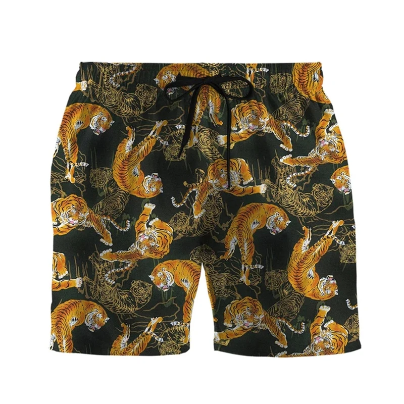 

Summer Hot Selling Men's Shorts Beach Pants Personalized Tiger Print 3D Printing Hawaiian Beach Casual Style Men's Shorts Hombre