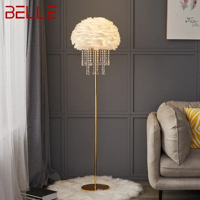 

BELLE Feather Floor Lamp Nordic Modern Family Iiving Room Bedroom Homestay Creativity LED Decorative Standing Light