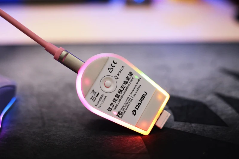 dareu sonho encontro mouse jogo sem fio rato roxo luz rgb leve jogo mouse com base de carregamento para menina