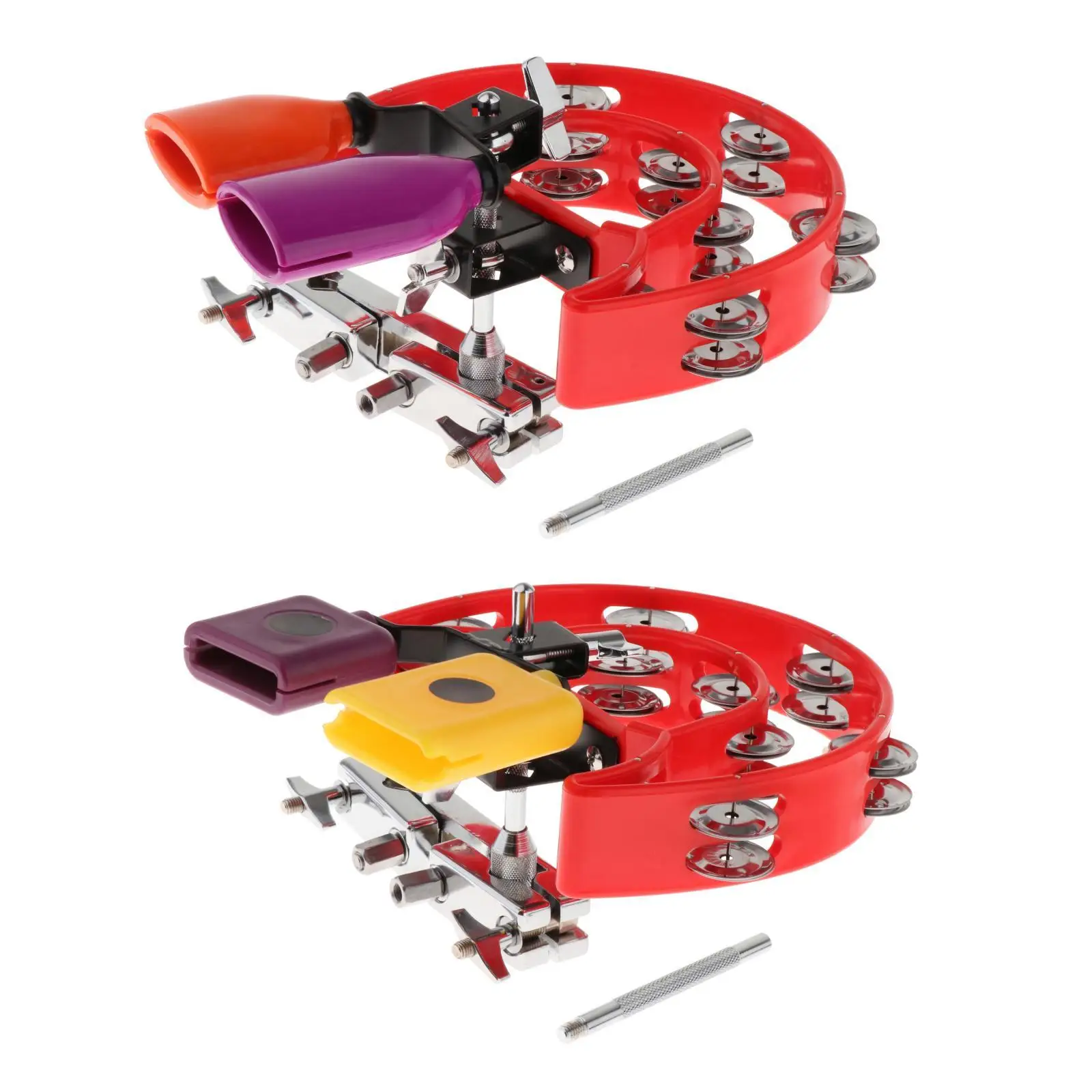 Clamp Held Tambourine Bell Musical Percussion Block Music Instrument high and