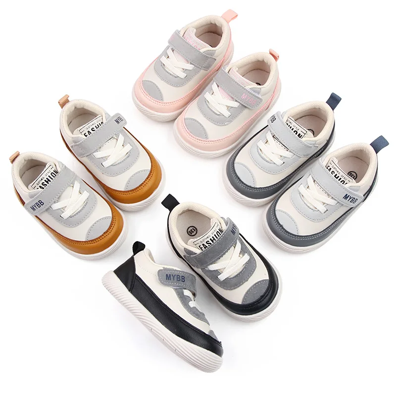 Baby Outdoor Walking Shoes Rubber Sole Soft PU Leather Chirldren Sneaker Infant Shoes Warm Lining Inside 2023 Baby New Fashion 2