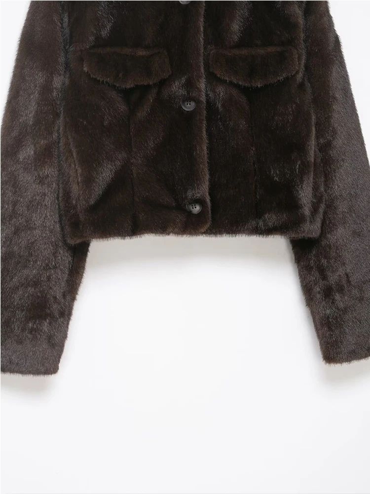 Autumn Winter Fur Jacket High Neck Single-Breasted Faux Fur Jackets For Women Coat 2025 Fashion Streetwear Casual Ladies Jacket