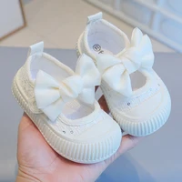 Spring New Children Students Soft Sole Casual Shoes Fashion Bow Girls Baby Anti Kick Shoe Princess Kids Breathable Canvas Shoes 3
