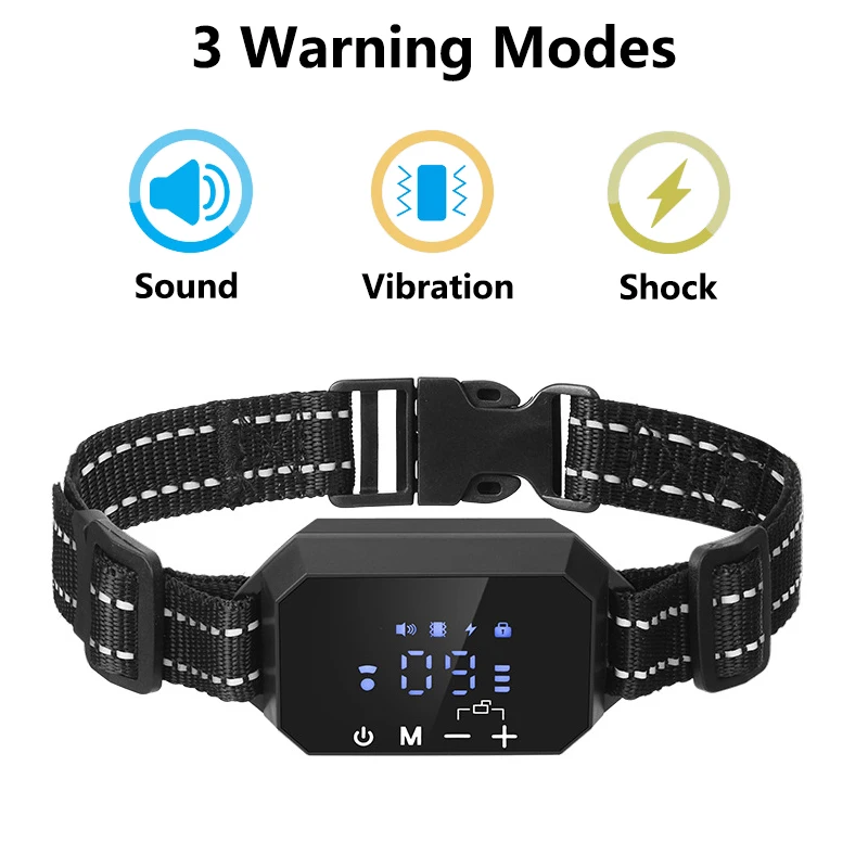Pet Dog Training Collar GPS Wireless Dog Fence, Electric Shock Vibrate , Range 100-3300 Ft, Adjustable Warning Strength, Rechargeable, Pet Containme