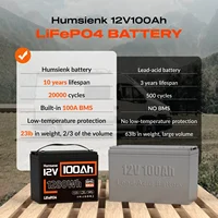 Batterie LiFePO4 Humsienk 12V 100Ah avec BMS 100A intégré, 8000 cycles, pour camping-car/moteur de pêche à la traîne/voiturette de golf/camping/garantie de 2 ans/UL 1973 5