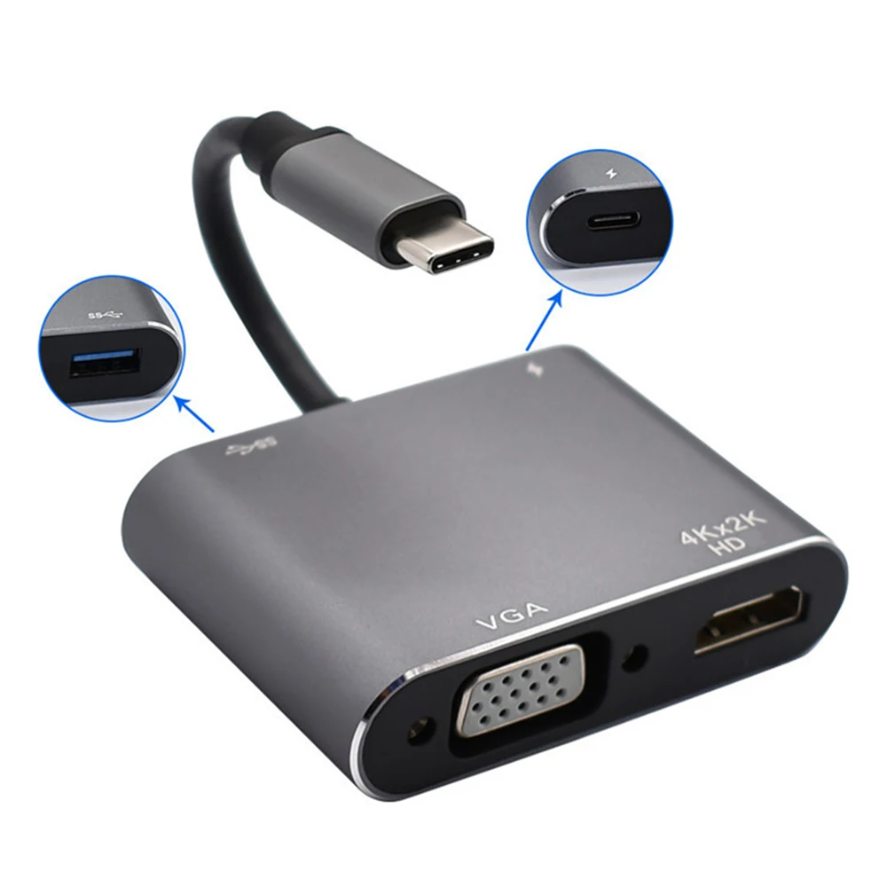 4 In 1 Usb 3.0 Type-C A Hdmi-Compatibile Per Proiettore Per Laptop Pc Vga Espansione Dock Line Docking Station Splitter Di Tipo C