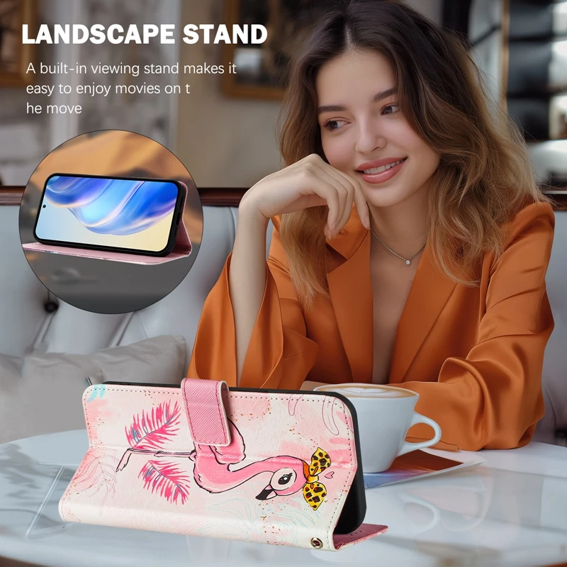 Stylish Painted Leather Wallet Phone Case Cover