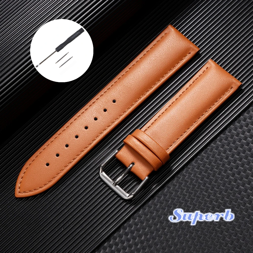 Premium Calfskin Leather Watchband - Soft Material Replacement Wrist Strap
