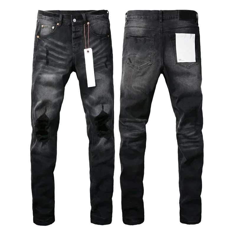 

New Fashion 2024 Purple ROCA brand jeans Fashion high street, black hole repair, low-rise tight jeans, size 28-40 pants