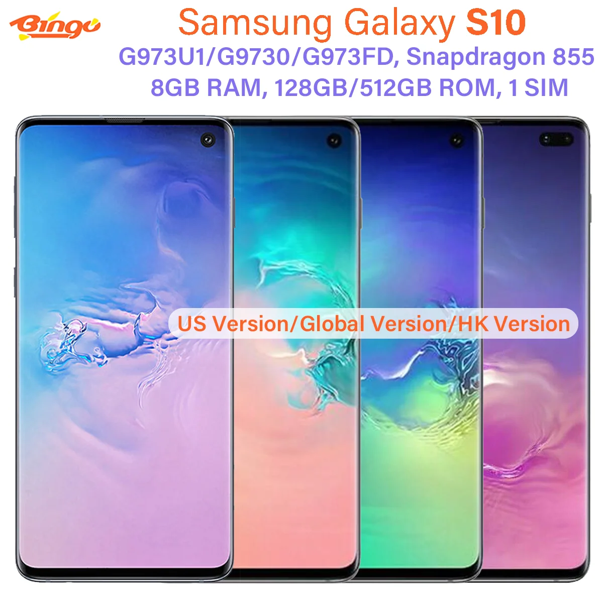 Samsung Galaxy S10 128GB/512GB ROM Android Snapdragon 855 Octa Core 6.1" 16MP 1 SIM/Dual SIM 8GB RAM NFC Original Cell Phone
