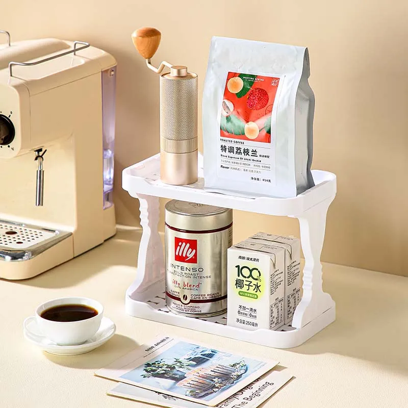 1 PC Kitchen Shelf Spice Storage Rack Double Household Countertop Organizer Drainage Cup Holder Organizer Kitchen