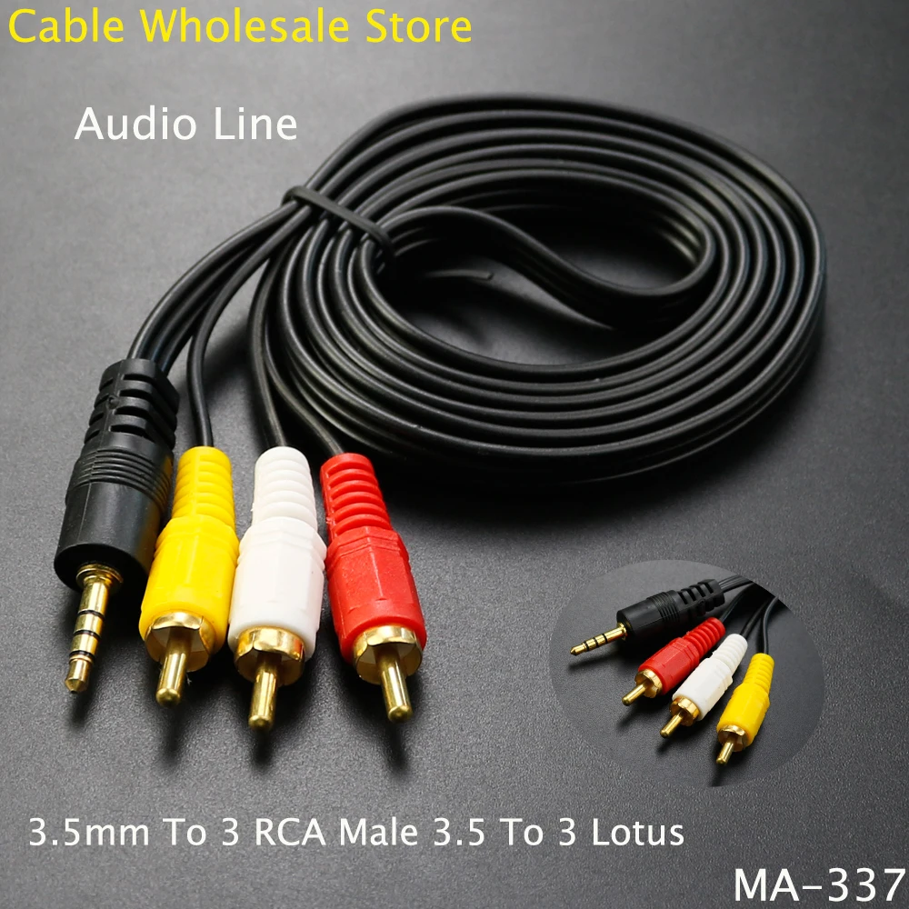 

1Pcs 1.5M 3.5mm Jack Plug To 3 RCA Male Adapters High Quality 3.5mm To RCA Lotus Plug Audio Video AV Cable Extended Line
