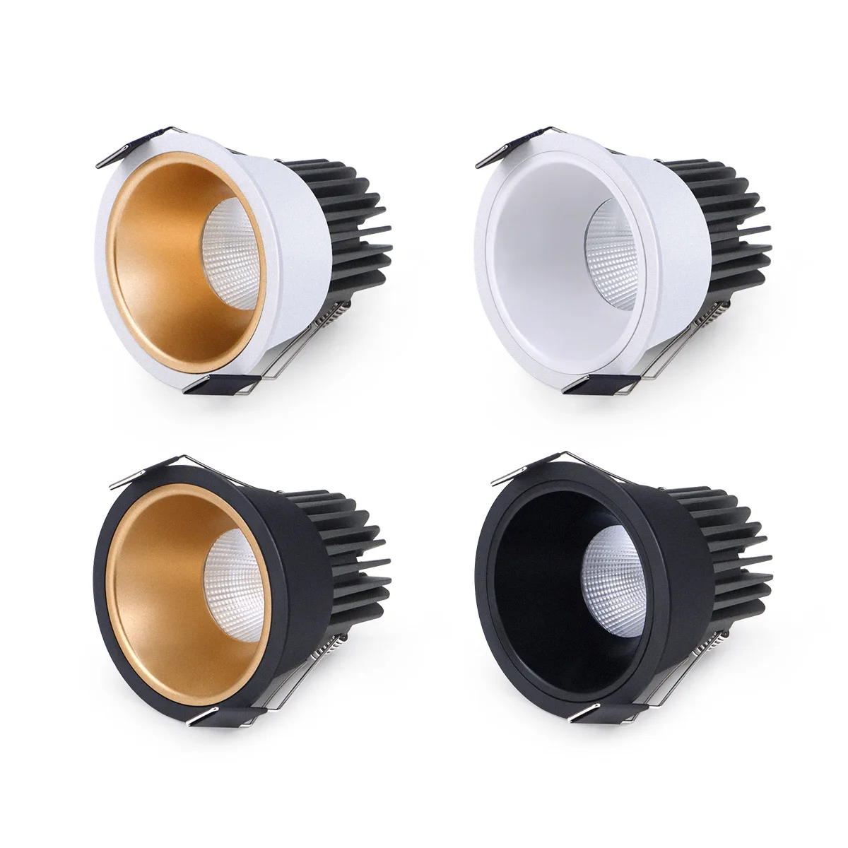 Anti-glare LED COB Spotlight 12W 15W 18W Dimmable Recessed Downlight 7W 10W 60&deg; All Aluminum 2200K 2700K 3500K Interior lighting