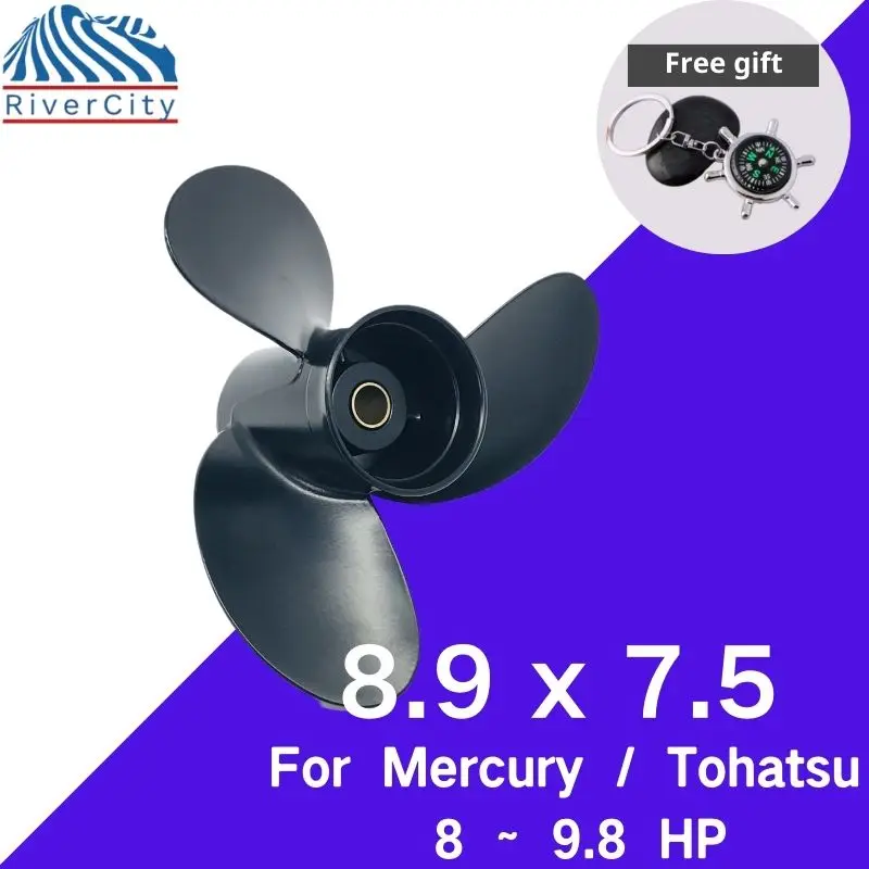 Boat Propeller 8.9x7.5 For Tohatsu Nissan 8hp 9.8hp Outboard Screw Boat Motor Aluminum Alloy Propeller 3 Blade 12 Spline boat propeller 9 9x13 for tohatsu nissan 25hp 30hp outboard screw boat motor aluminum alloy propeller 3 blade 10 spline