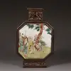 Qing Dynasty Qianlong Yellow Glaze Pastel Figure Square Flat Vase Antique Old Porcelain Home Decoration Collection OrnamentZC803 6