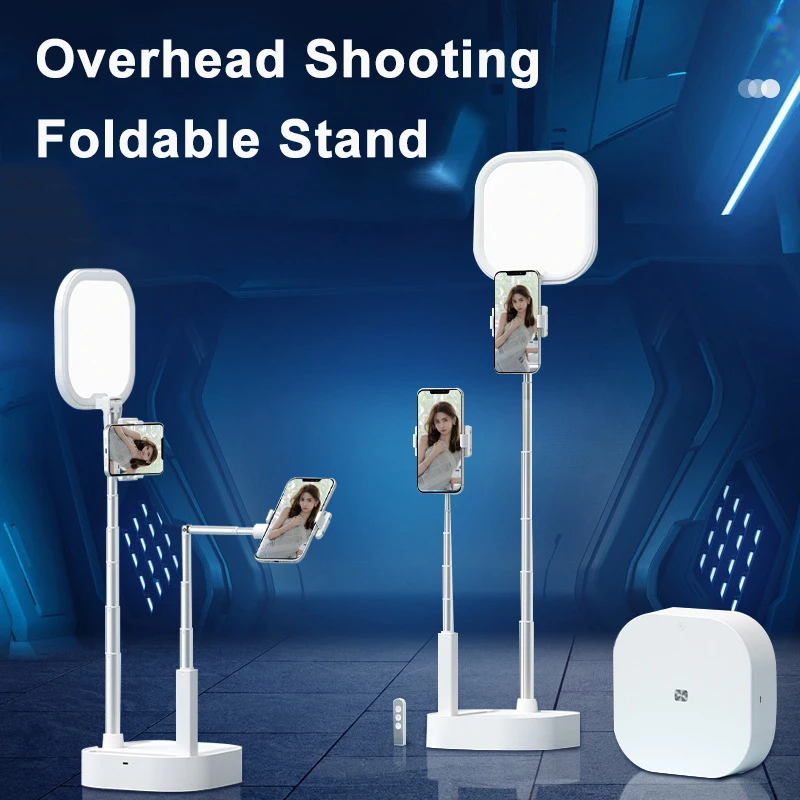 

MAMEN Foldable Phone Holder Overhead Shooting Stand with LED Fill Light Wireless Control for Live Streaming YouTube Vlog Video