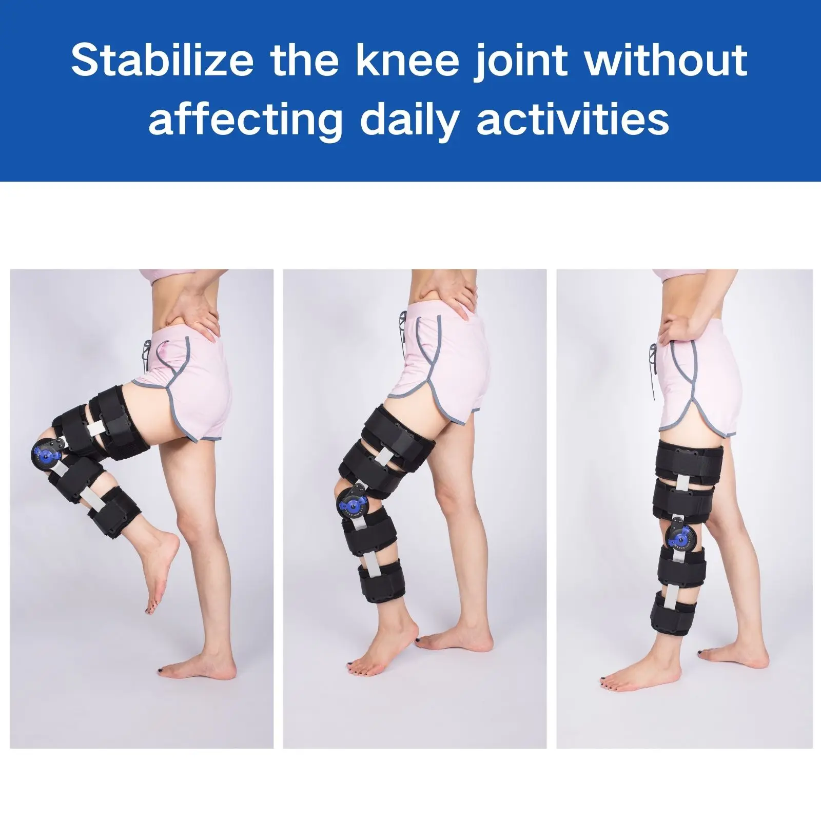 Hinged ROM Knee Brace, Adjustable Post Op Recovery Support for ACL, MCL and PCL Injury, Medical Knee Immobilizer Stabilizer 4