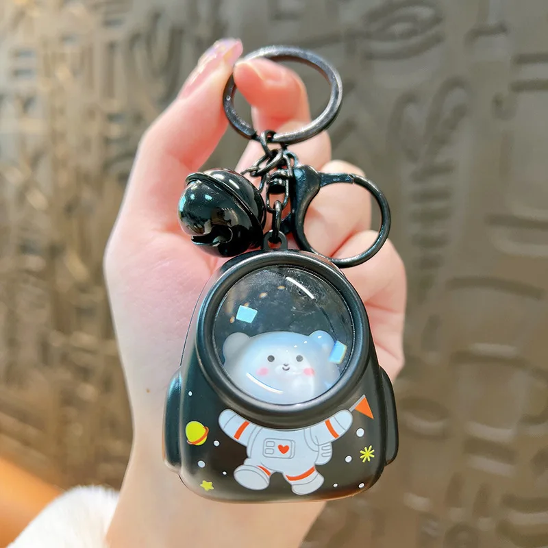 Kapibala Luminous Keychain Cute Cartoon Space Capsule Capybara Keyring Schoolbag Pendant Hanging Friend Gift