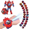 Disney Spiderman 24 Projection Patterns Children Watches for Boy Deformation Robot Projection Electronic Clock Kids Christmas 1
