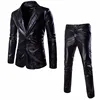 Wholesale & retail Coated Gold Silver Black (Jackets + Pants) Men Suit Sets Dress Brand Blazer Party stage show shiny clothes 3